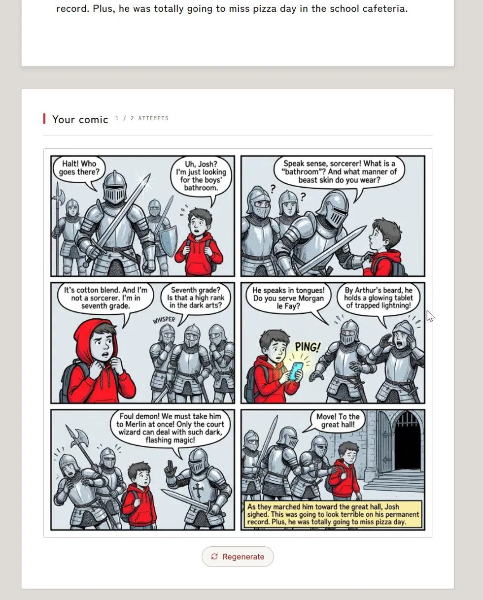 Generierter Comic aus der eigenen Geschichte